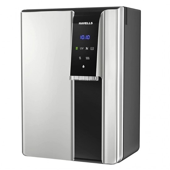 Havells Gracia Alkaline 6.5 L RO+UV Water Purifier, Silver and Black